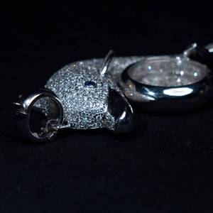Collier pendentif dauphin en argent 925 plaqué rhodium, bijou avec pierre ronde pour femme, cadeau - Product Image 3