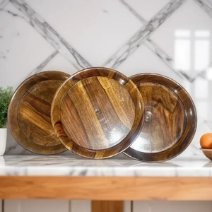 Juego de Platos y Vajilla de Madera de Primera Calidad, Acabado Liso, Madera Natural, Vajilla para el Hogar, Cocina y Restaurante - Product Image 6