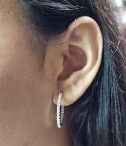 14Kt <b>Solid</b> <b>Gold</b> 1.52 Ct Lab Grown Diamond Hoop & <b>Huggie</b> Earrings Elegant Jewelry Women Party Gift - Product Image 3