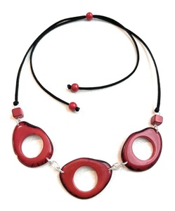 Round Resin Craft Beaded Necklace <b>Navy</b> Blue White Stripe Fashion Statement Jewelry <b>Accessory</b> - Product Image 3