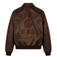 Veste en cuir Avirex marron effet croco pour homme, respirante, nouveau design, style bomber, style streetwear, veste en cuir Avirex pour homme