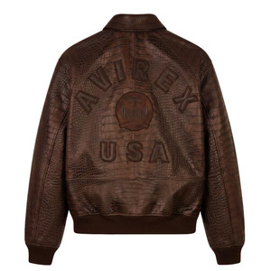 <b>Leather</b> Avirex <b>Brown</b> Croc <b>Jacket</b> for <b>Men</b> Breathable New Design Bomber <b>Leather</b> <b>jacket</b> High Street Style Avirex <b>Leather</b> <b>Jacket</b> <b>Men</b> - Product Image 2