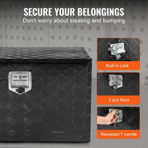 Boîte de rangement robuste en aluminium pour dessous de caisse de camion, 36'' x 24'' x 24'', avec plaque diamantée, pour outils, avec clés, étanche, organisateur de voiture - Product Image 6