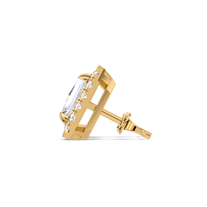 Boucles d'oreilles clous halo en diamant taille radiant 1,288 carats, monture octogonale en or jaune, blanc et rose 18 carats plaqué rhodium - Product Image 3