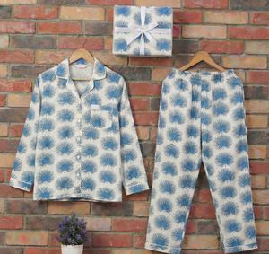 Conjunto de Pijama Tejido para Mujer, Verano/Invierno, Bordado a Máquina, Estampado a Mano, Ropa de Dormir de Algodón, Suave, Transpirable, de Secado Rápido - Product Image 2