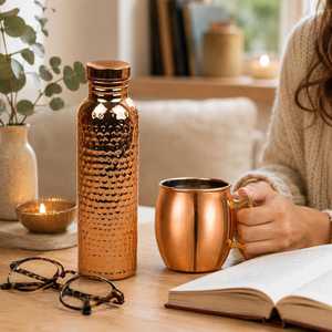 Luxury <b>Copper</b> Drinking Bottle with Polished Finish - Product Image 2