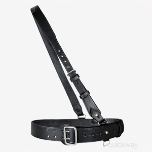 Ceinture artisanale en cuir véritable noir style Sam Browne avec sangle croisée – Ceinture de cérémonie et d'uniforme formelle haut de gamme - Product Image 2