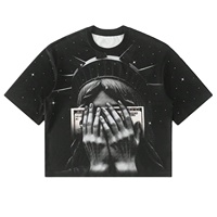 T-shirt Streetwear Homme Personnalisé Coupe Ample Coton Premium Motif Graphique 300 GSM Col Polaire Manches Courtes Sérigraphié