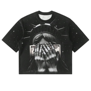 เสื้อยืดโอเวอร์ไซส์ผู้ชายแบบสั่งทำพิเศษ ผ้าฝ้ายพรีเมียม ทรงหลวม พิมพ์ลายกราฟิก 300 GSM ผ้าฟลีซ สไตล์สตรีทแวร์ คอกลม แขนสั้น รับผลิตแบบ OEM - Product Image 1