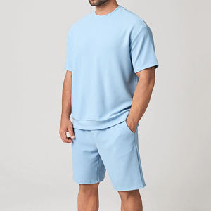 Ensemble de jogging d'été personnalisé deux pièces, ensemble short et t-shirt 100% coton, ensembles de t-shirts et shorts personnalisés, ensembles de t-shirts oversize pour hommes - Product Image 1
