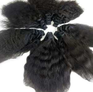 Extensions de cheveux humains naturels noirs bouclés crépus en vrac pour tressage - Product Image 1