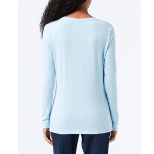 T-shirts pour femmes à manches longues, noirs, de haute qualité, personnalisés, en gros, couleurs unies, confortables, sportifs, décontractés, OEM - Product Image 5