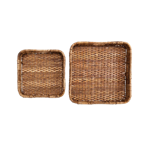 Bandeja de ratán boho de diseño clásico hecha a medida, con forma cuadrada, para servir té, café y agua, con los mejores precios. - Product Image 1