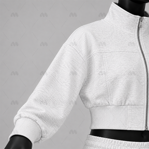 Sudadera con capucha de forro polar térmico para mujer, conjunto de chándal corto con cremallera, ropa informal para otoño e invierno - Product Image 5