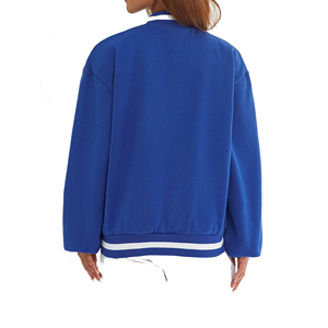 Veste universitaire pour femme, couleur unie, logo sur le devant, col rabattu, manches longues, polyester, vêtement d'extérieur pour l'automne - Product Image 2