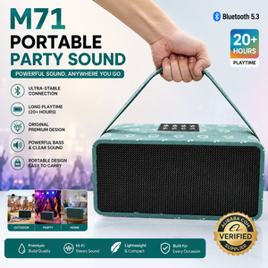 Mini haut-parleur karaoké M71 avec 2 microphones, pour extérieur, mariage, camping, situations d'urgence, basses puissantes, enceinte robuste, système de vente en gros - Product Image 1