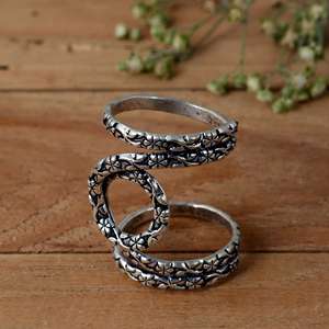Handmade 925 Sterling <b>Silver</b> Arthritis Finger Splint <b>Ring</b> | Oxidized Flower Design <b>Adjustable</b> Joint Support for PIP & DIP - Product Image 3