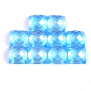 Topacio Azul Suizo Facetado, Corte Rosa Cuadrado de 6x6mm, Gema Suelta, Proveedor al por Mayor, Precio de Fábrica, Gema de Alta Calidad - Product Image 1