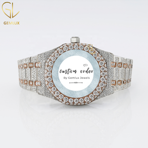 Reloj de Diamantes Moissanite D VVS para Hombre, Estilo Hip Hop, Dos Tonos, Acero Inoxidable, Fecha Automática, Reloj de Lujo para Hombre - Product Image 2