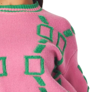 AKA Cardigan Rose pour Femme, Pull en Maille à Motifs Grecs, Style Décontracté et Élégant, Vêtement Premium - Product Image 2