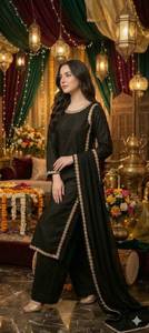 NUEVO ELEGANTE Y MODERNO SALWAR KAMEEZ DE TELA CHINON DE SEDA CON DUPATTA DE SECADO RÁPIDO, LISTO PARA FIESTAS, MANGAS COMPLETAS, TALLAS M A 10 XL - Product Image 3