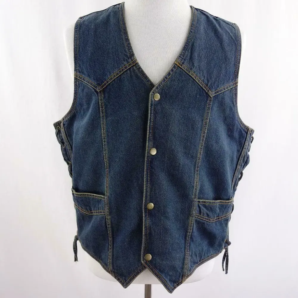 Denim Sleeveless Shirt Professional Supplier Turn Down Collar Western Shirt Cotton blue Color Jeans Casual Denim Men Shirt