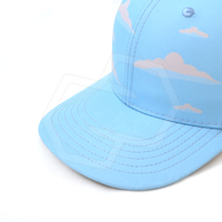 Topi Baseball Cetak Awan Biru Langit 6 Panel Poliester Bernapas dengan Lubang Ventilasi Kasual Unisex Grosir Kustom Olahraga Premium Perlengkapan Kepala