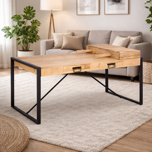 Mesa de comedor Vandana Solace Sereno de madera de mango con extensiones - Product Image 1