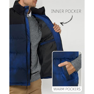 Gilet matelassé dégradé sans manches pour homme – Manteau d'hiver personnalisé – Taille européenne - Product Image 3
