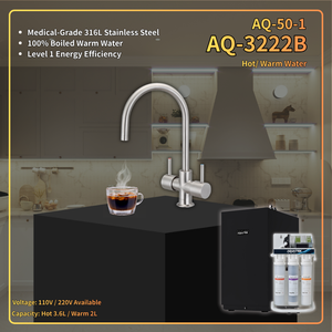 Dispensador de Agua Caliente y Fría Bajo Encimera AQUATEK AQ-3222B, Acero Inoxidable 316L, 110V 220V, Uso Doméstico - Product Image 1