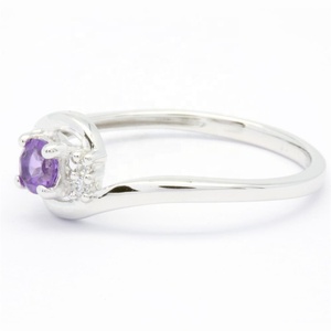 Bague de fiançailles classique en argent sterling plaqué rhodium avec pierre de naissance de février, améthyste violette, bijoux de mode - Product Image 3