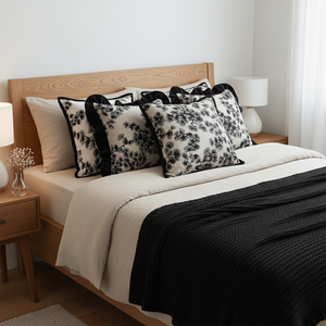 SOGA 45cm <b>Vintage</b> and Black Floral 6PC Pillow Cover Set Decorative & Throw Pillows for <b>Sofa</b> and <b>Bed</b> - Product Image 5