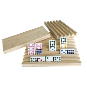 Jeu de dominos en bois de qualité supérieure personnalisé avec des plateaux en bois à fentes, points colorés, jeu de dominos pour la famille, jeu de société de table - Product Image 1