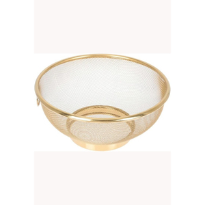 Modern Gold Metal Stainless Steel Fine Mesh <b>Colander</b> <b>Strainer</b> Base Rice Washing Bowl Vegetable Fruit For Home Kitchen Use - Product Image 1