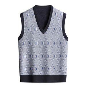 Gilet en tricot Argyle pour homme, col en V, sans manches, motif losanges, unisexe, multicolore, pour un usage quotidien - Product Image 4
