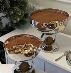 Plateau en bois écologique de luxe et bols à glace finis nickelés, vaisselle pour la maison, les restaurants, les mariages, les hôtels et le service. - Product Image 3