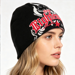 Gorro Unisex Negro con Patrón de Personajes, Texto Rojo 404, Estilo Urbano, Gorro de Punto para Invierno, Casual, para Adultos - Product Image 5
