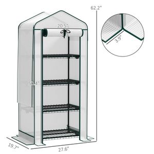 Mini serra portatile a 4 livelli con tetto in PE ad alta resistenza per giardini, colore bianco - Product Image 4