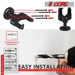 Adjustable Rotatable <b>Guitar</b> <b>Wall</b> Mount Hanger Hook 4Pcs Metal Base Soft Padding Holder for Acoustic Musical Instrument Stands - Product Image 3