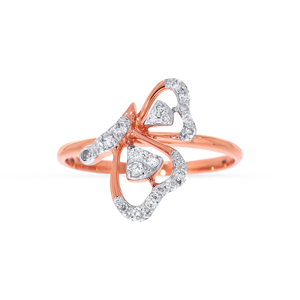 Anillo de Diamantes Graceful Resilience, Anillo de Conexión de Amor, Oro Amarillo de 18K, Anillo de Corazones Entrelazados con Diamantes Redondos - Product Image 2