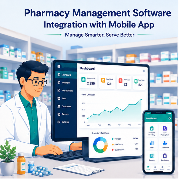 Smart Pharmacy Management Software Internet Integration Linux/MAC/ Support Mobile App Inventory Stock Custom Logo