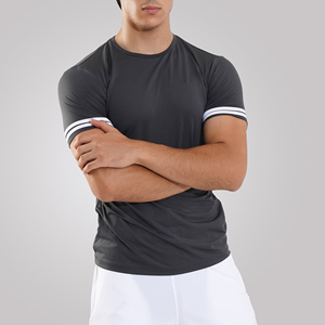 T-shirt tricoté premium pour homme, col rond, écologique, avec logo personnalisé, vêtements de sport pour la gym, vente en gros, usine 2026 - Product Image 2