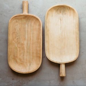 Plateau de service rectangulaire en bois naturel, design minimaliste, plateau en bois massif poli pour la maison, l'hôtel, les fêtes par Curio Craft - Product Image 3