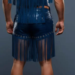 Men Western Cowboy Fringe Vest <b>Suede</b> Leather Sleeveless <b>Jacket</b> Tassel Rodeo <b>Biker</b> Festival Wear Wear Premium OEM Apparel - Product Image 4