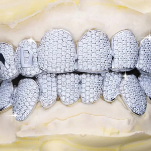 Hip Hop Custom 925 Silver Iced Out Teeth Grillz Iced Out Moissanite Diamond Grillz Teeth Silver Jewelry Best Price - Product Image 5
