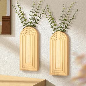 Rustic Pine Wood <b>Wall</b> Vase Set 2 Best <b>Boho</b> Chic Indoor Plants Farmhouse <b>Wall</b> Decor <b>Hanging</b> Planter Livin <b>Wall</b> Decor - Product Image 1