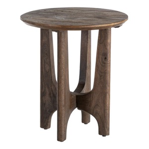 Modern Minimalist Dark Walnut Solid Wood Round <b>Nesting</b> <b>Coffee</b> <b>Table</b> & Side <b>Table</b> <b>Set</b> with Pedestal Base for Living Room - Product Image 5