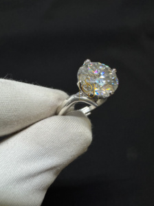 Trendy Design Unisex 925 <b>Silver</b> Rhodium Plated Prong Set Round <b>Solitaire</b> Moissanite Classic Engagement Wedding Gift Party <b>Rings</b> - Product Image 4