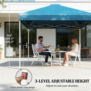 Tenda a Baldacchino Pop-Up Blu Mare, Parasole, Carport, Pergola - Riparo Versatile per Esterni - Product Image 3