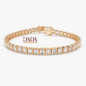 Modern Emerald Cut Lab Grown Diamond Tennis <b>Bracelet</b> for Women Luxury Geometric Diamond <b>Bracelet</b> Elegant Fine Jewelry - Product Image 6